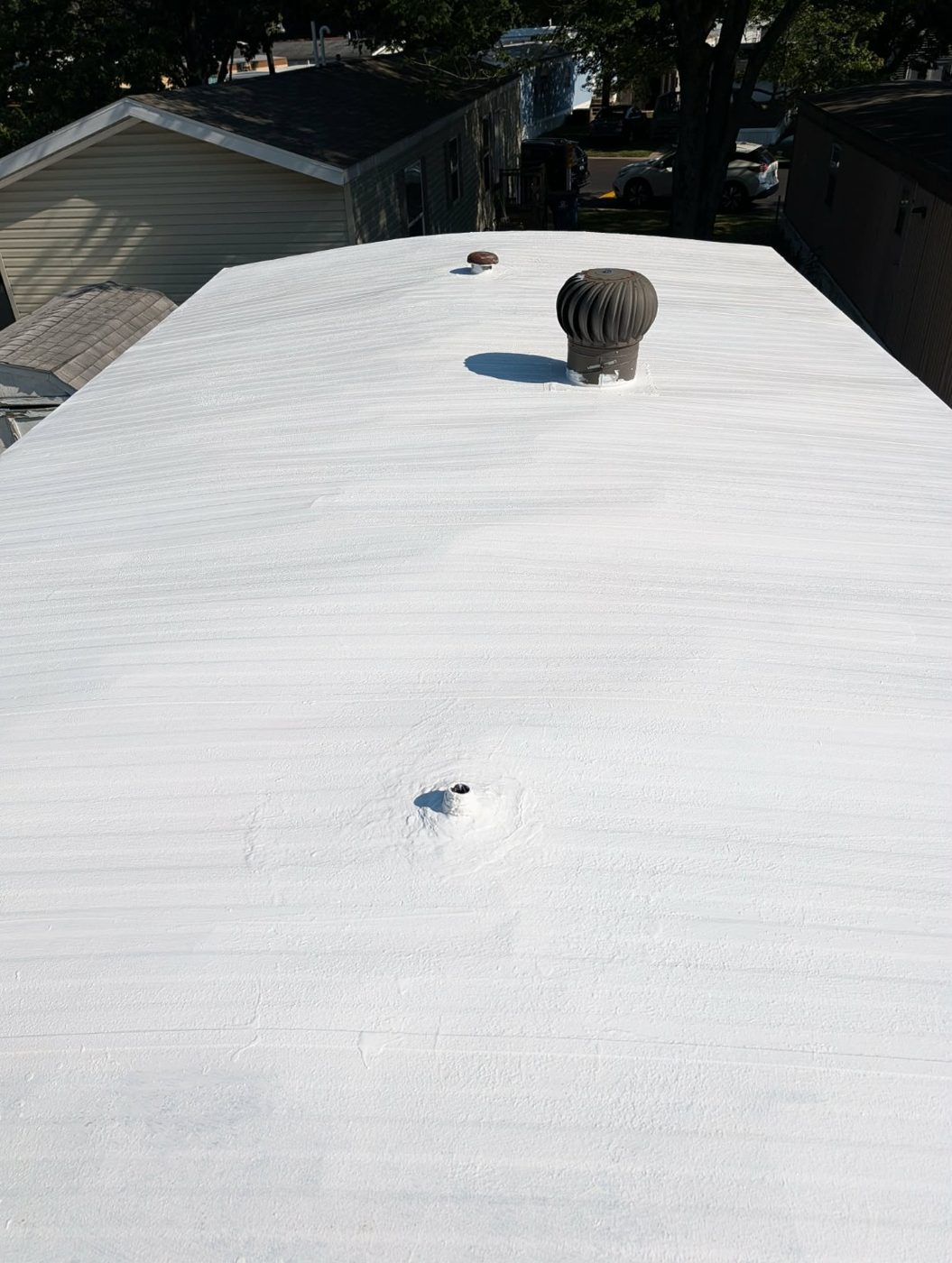 Finished white-coated roof